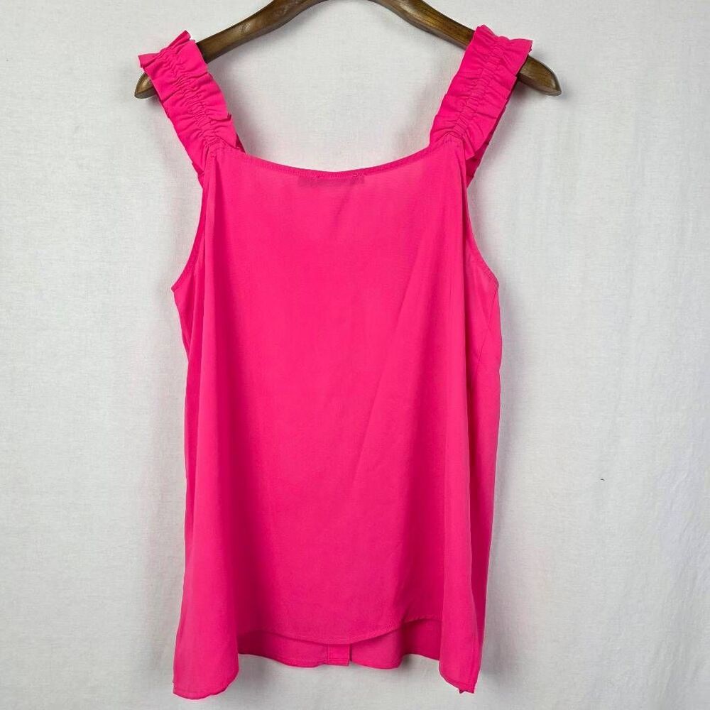 Doe & Rae Pink Ruffle Strap Tank Blouse M - Picture 5 of 8